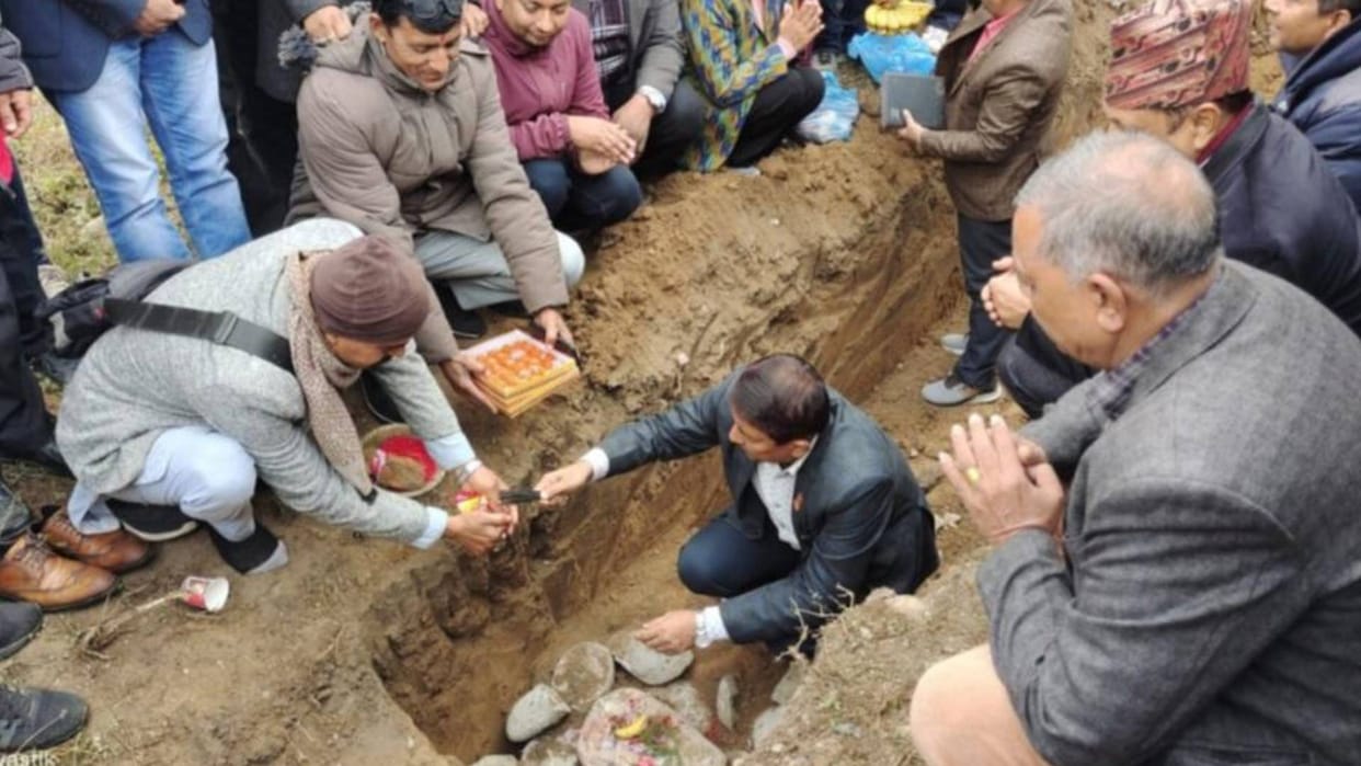 Mayor of Tilottama Municipality ramkrishna khad laid the foundation stone of Tram Rail Project in rupandehi
