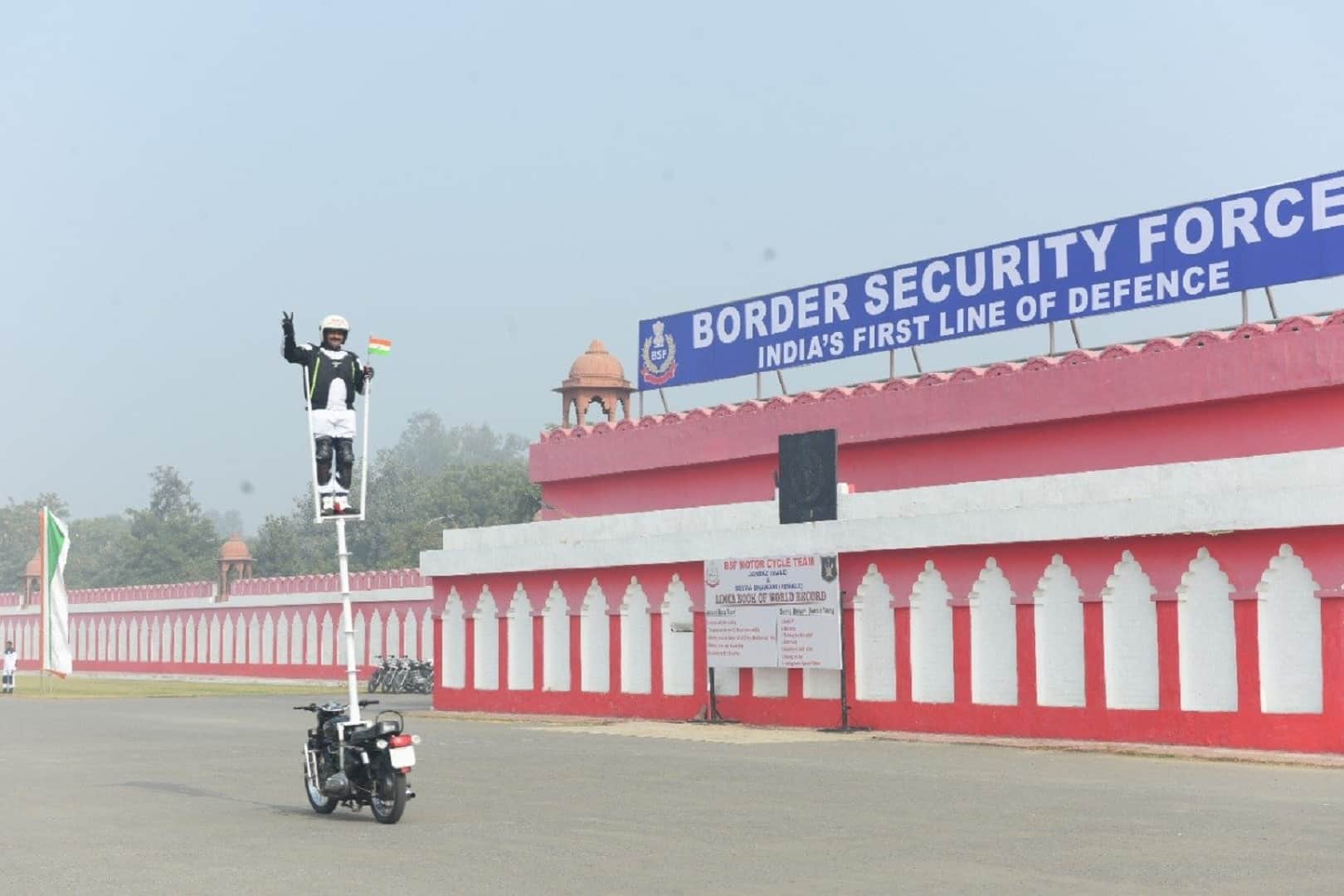 BSF enters Limca Book of Records for three world records riding on Royal Enfield 350cc motorcycles