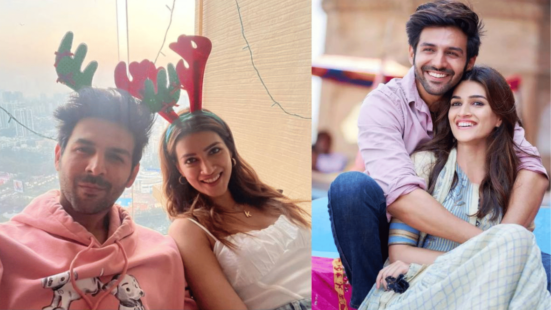 Shehzada Actor Kartik Aaryan celebrates Christmas 2022 with Kriti Sanon fans says they are in a relationship