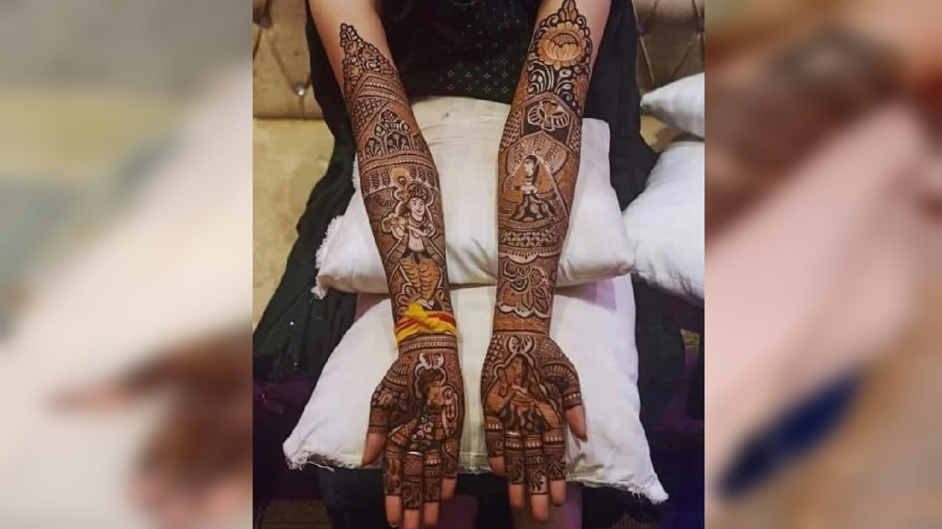 Bride needs her face shape with husband on henna hands