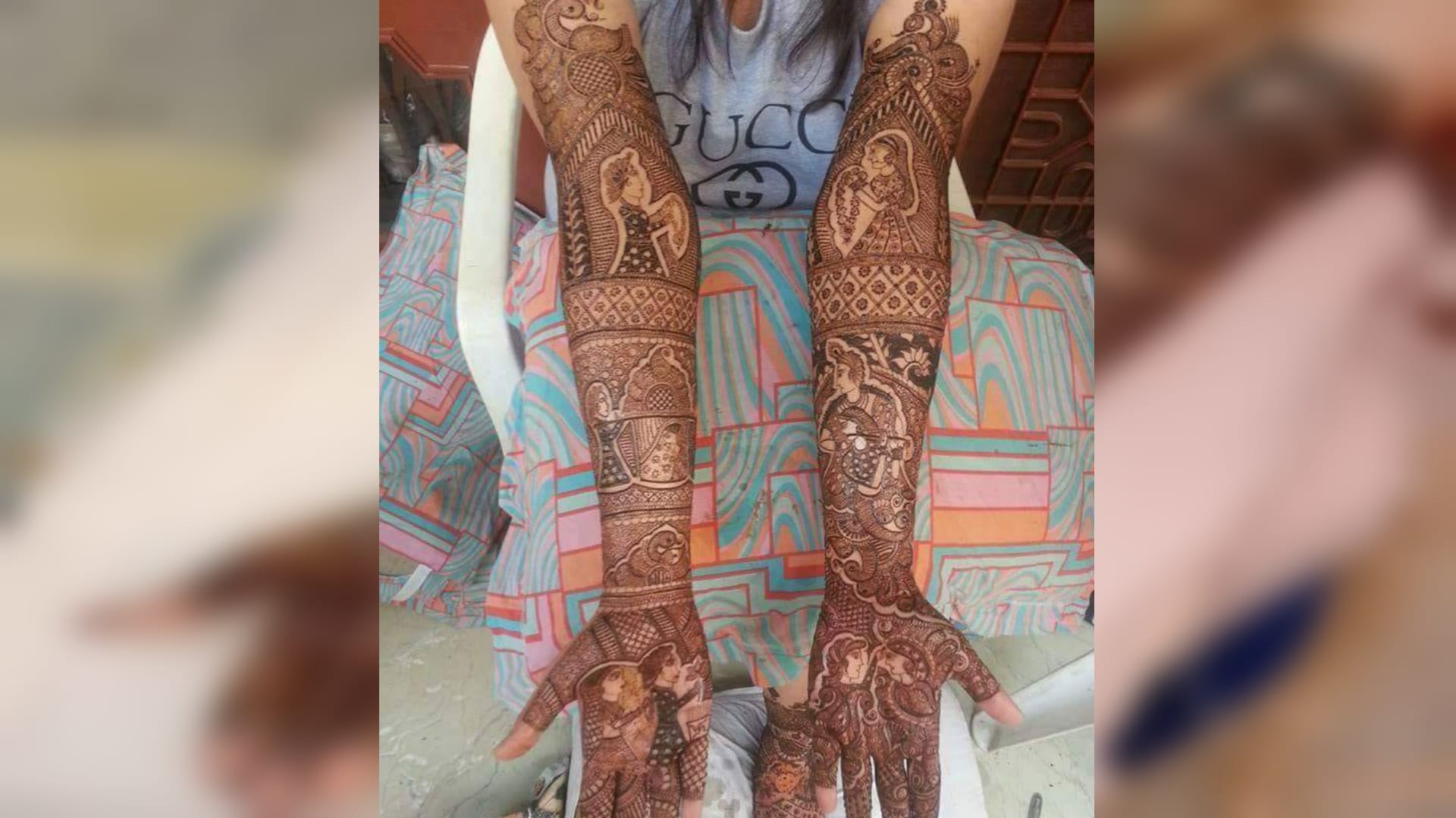 Bride needs her face shape with husband on henna hands