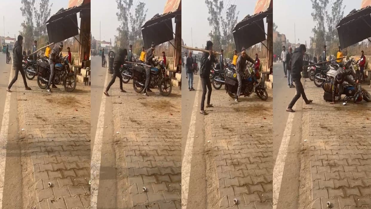 A youth has beaten up to a man with sticks in the cold in Meerut and video viral