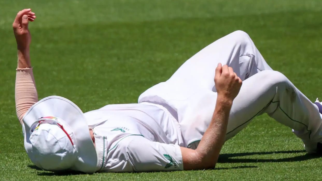 camera hits Anrich Nortje while fielding during AUS vs SA Match Spidercam 'shouldn't be travelling head height