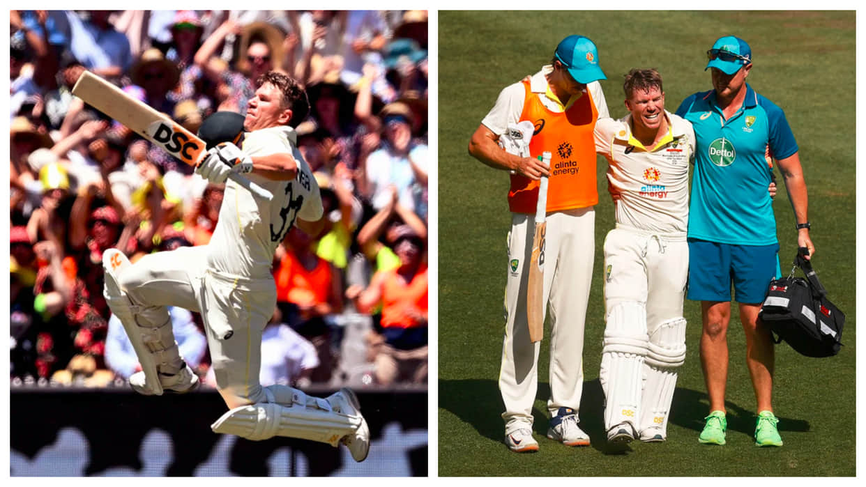 Video watch David Warner injured After double century in 100th Test Steve Smith missed century Aus vs SA Test