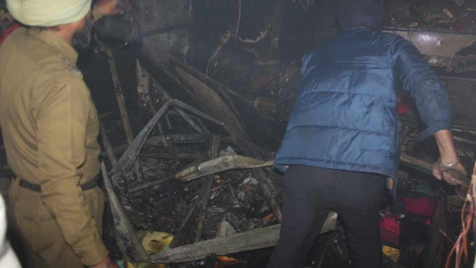 Household items burnt due to fire in the first floor of the house in Chandigarh