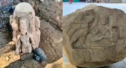 Rajasthan One thousand years old ancient idols recovered from the earthen mound during excavation