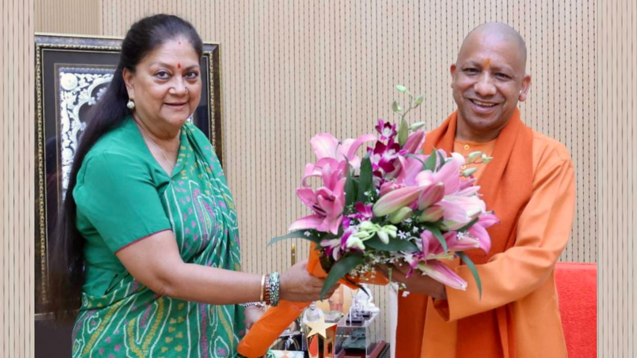 Former Rajasthan CM Vasundhara Raje meets to CM Yogi Adityanath.