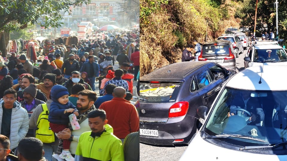 New year 2023 celebration in Uttarakhand tourist Huge crowd and traffic jam in mussoorie nainital