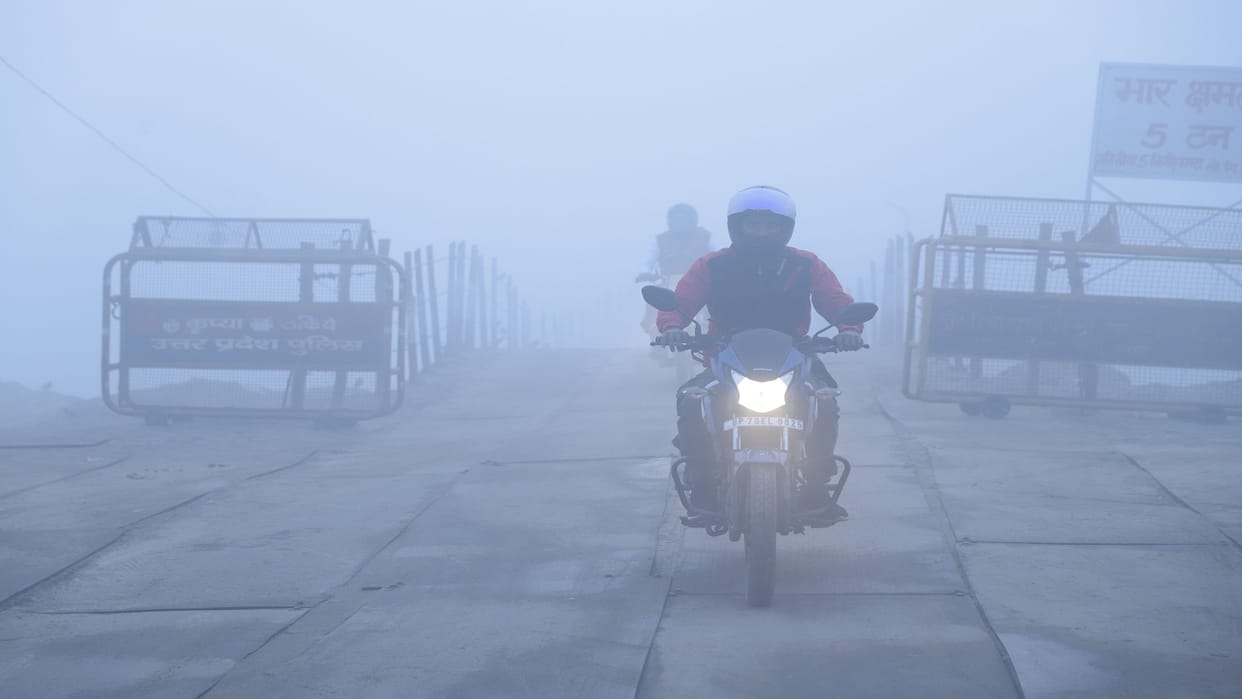 New year started with fog, cold winds made the sun breathless