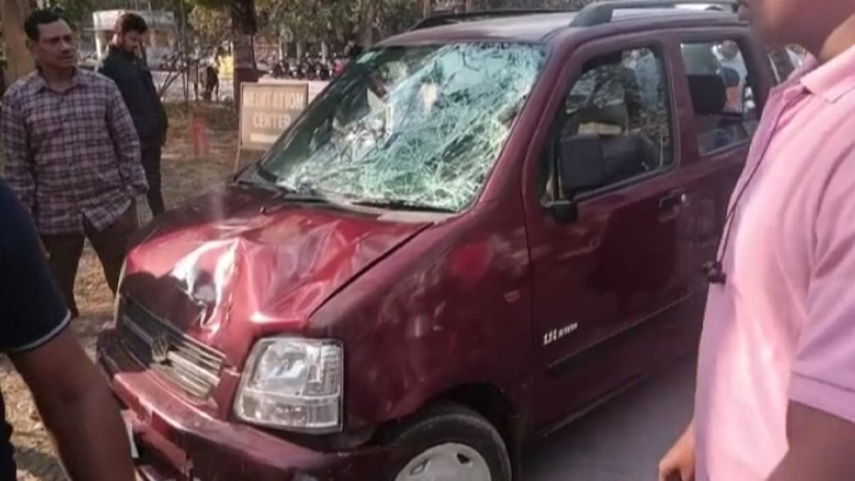 bike rider killed in car collision, four injured in korba