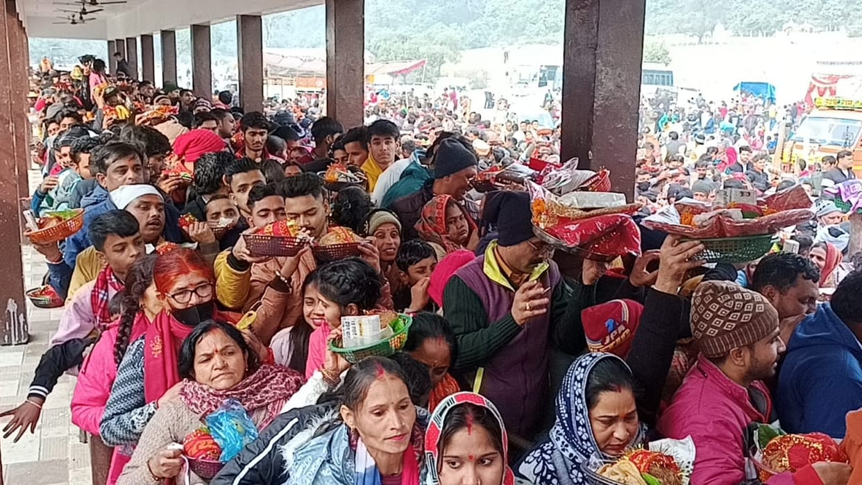 Crowd of devotees gathered in Shakambhari Devi temple