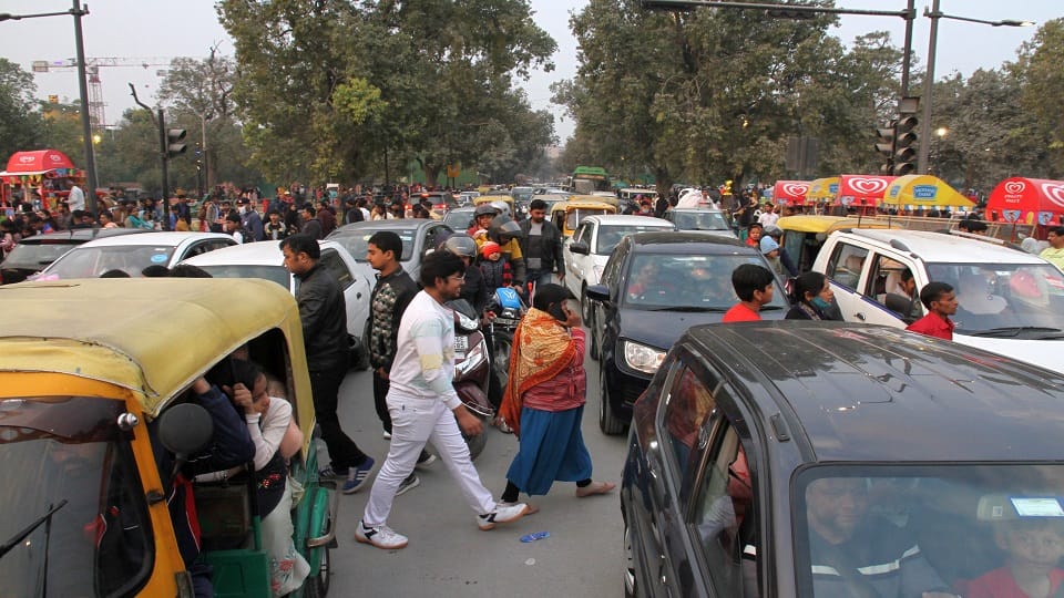 Crowd gathered to welcome the new year in delhi