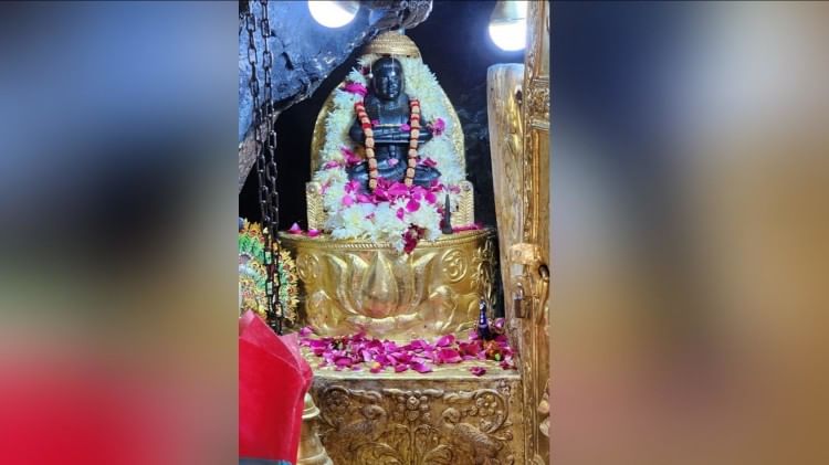 सोने के सिंहासन पर स्थापित की बाबा बालक नाथ की मूर्ति।