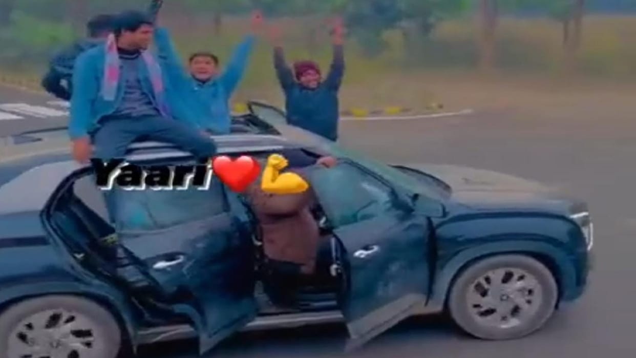 Video of youth doing stunts on car goes viral