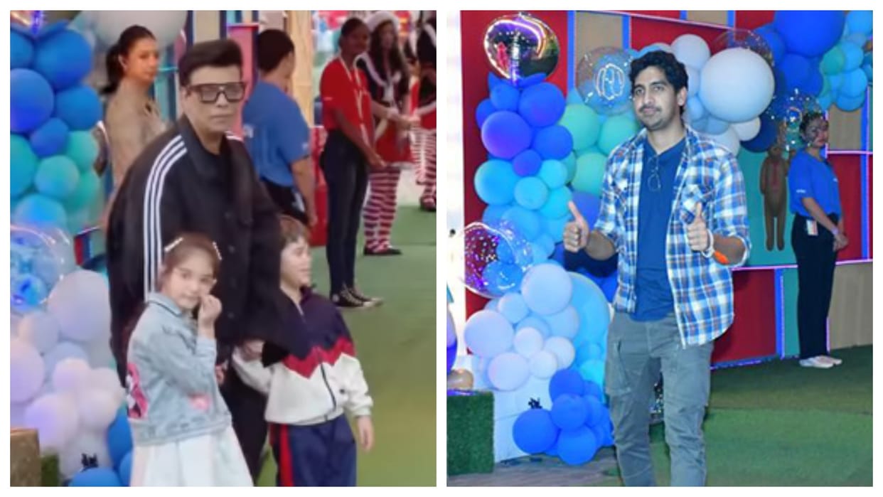 Karan Johar Arrives with Yash Roohi At Mukesh Ambani Grandson Birthday Party