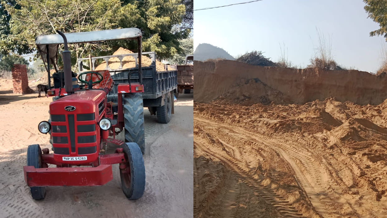 Chief Minister flying squad seized four tractor-trolleys doing illegal mining in Narnaul