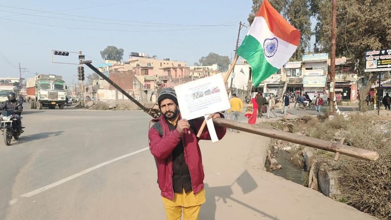 Solan News: farmer layak ram started Kisan Bachao Desh Bachao paidal yatra