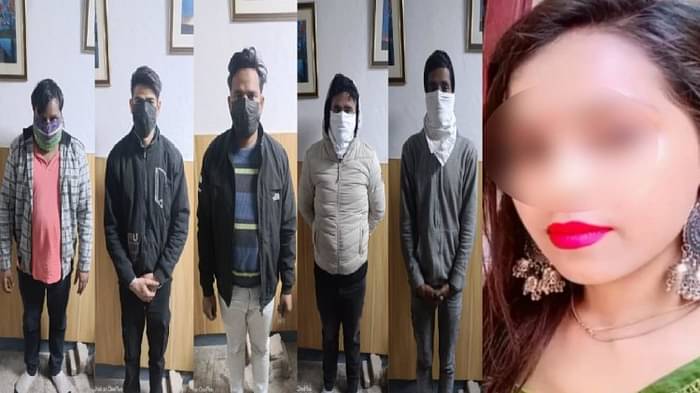 पुलिस की गिरफ्त में पांचों आरोपी और मृतका (फाइल फोटो)