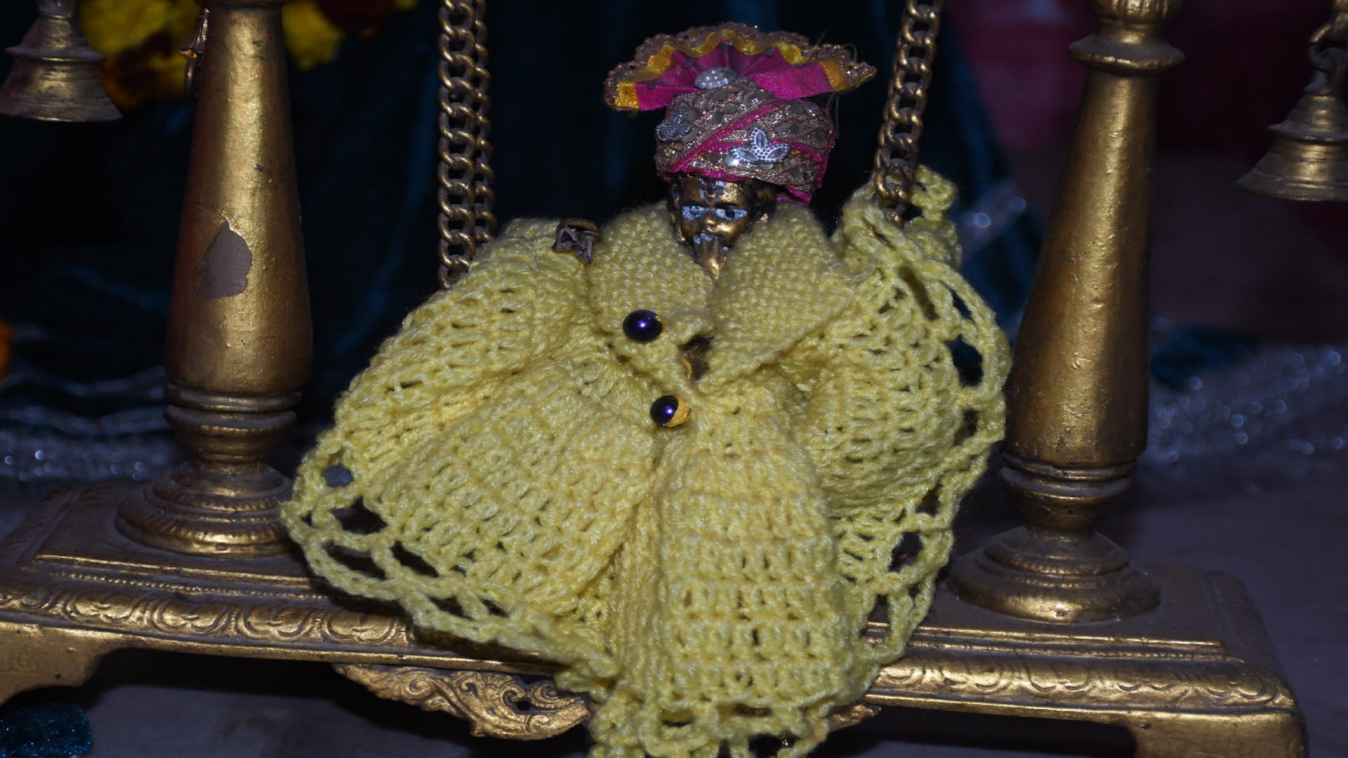 God dressed in warm clothes in cold gorakhpur