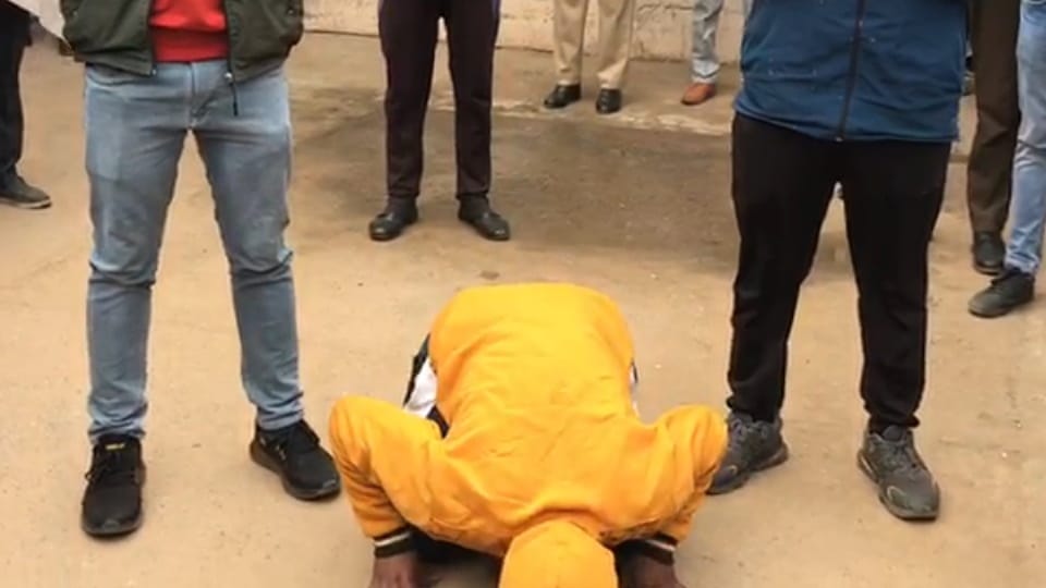 Accused of breaking village sign board rub their noses inside police station in Rewari