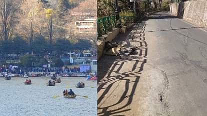 Nainital News: Big Cracks Seen again on Lower Mall Road Near naini lake