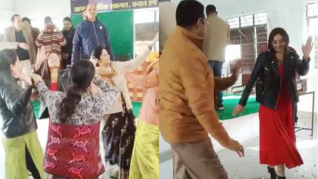 MP News Female and male teacher danced in CM Rise School in Sidhi