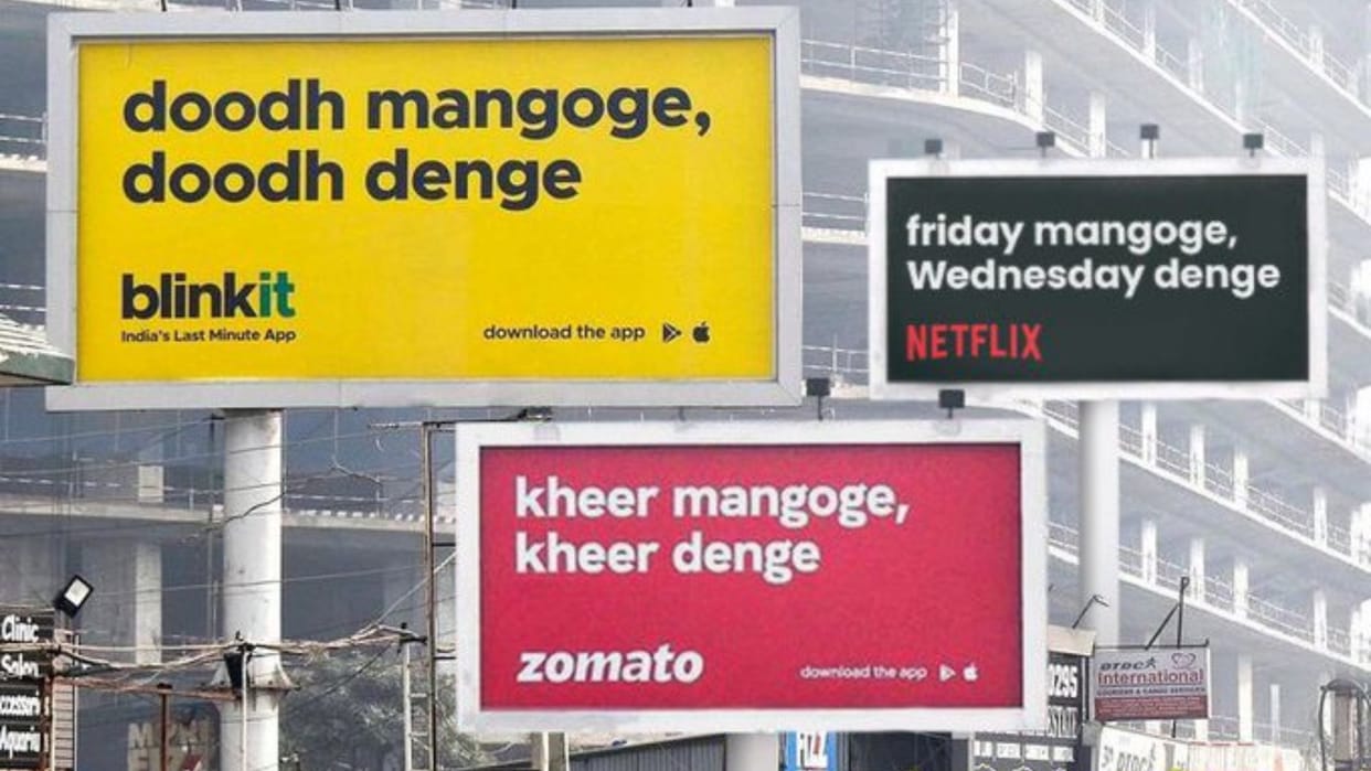 Netflix Blinkit Zomato Indian Army Bajaj Capital Billboards War Binge watch Hum aapke hain corn