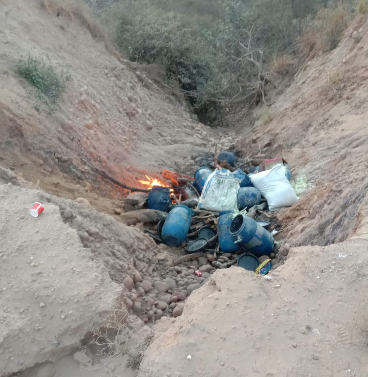 Destroyed three tons of raw material for making gunpowder