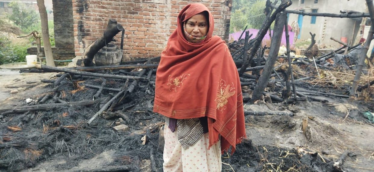 Short circuit fire, two huts burnt to ashes