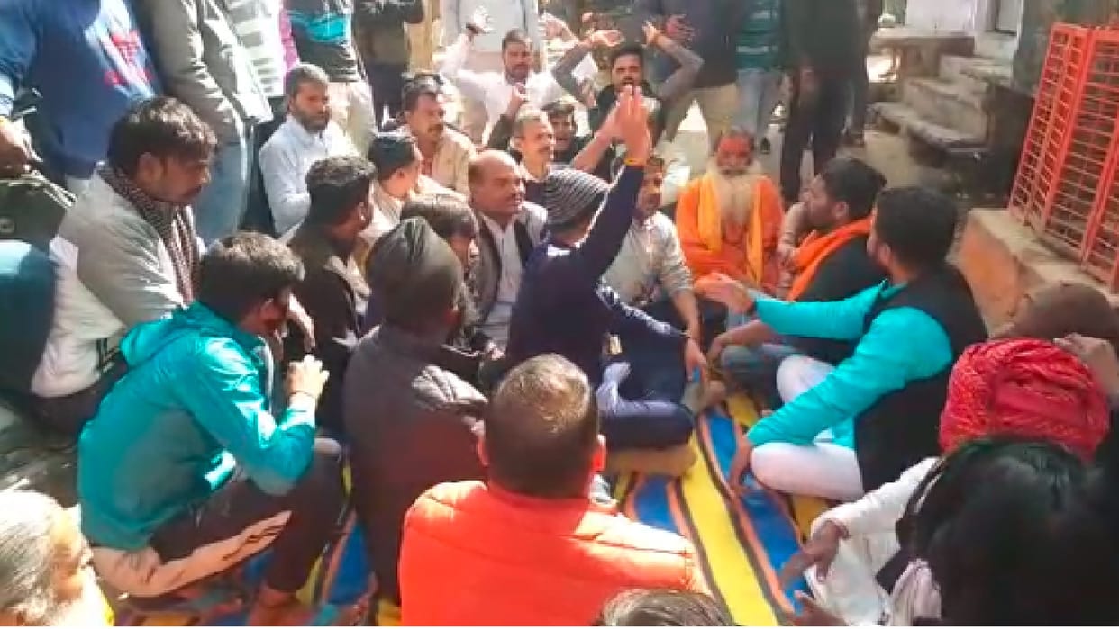 Unknown person threw a piece of cooked meat in the temple in Rajgarh