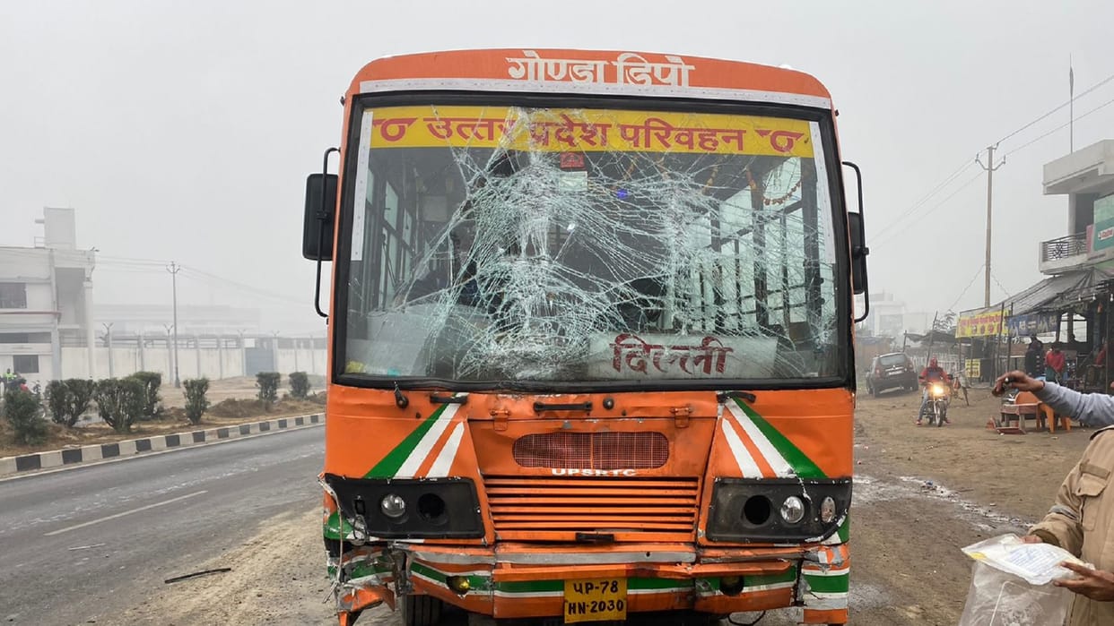 A speeding roadways bus hit a laborer from Bihar on the highway in Amroha