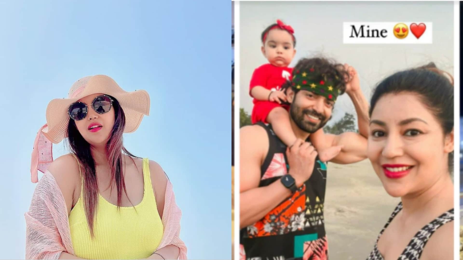 Debina bonnerjee Share Photos of goa beach in yellow Swimsuit Enjoying With Gurmeet Chaudhary daughter Lianna