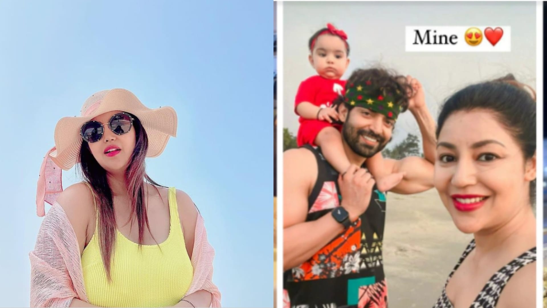 Debina bonnerjee Share Photos of goa beach in yellow Swimsuit Enjoying With Gurmeet Chaudhary daughter Lianna