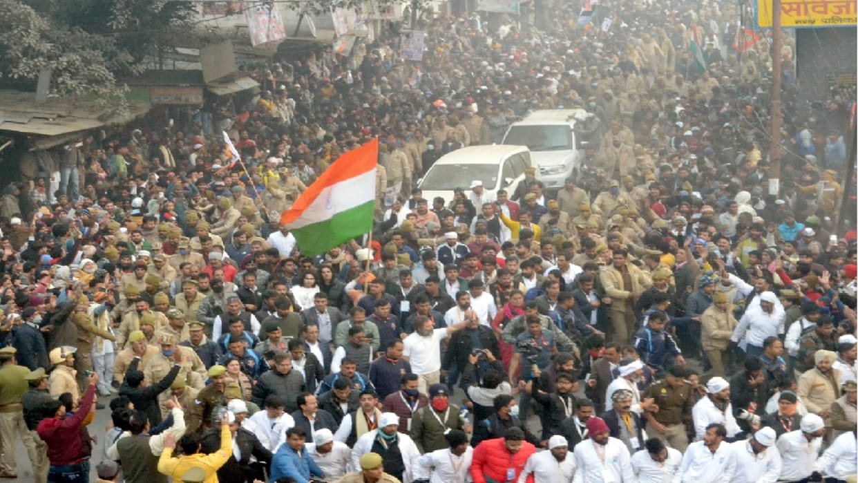 many thousand people participated in Bharat Jodo Yatra of Congress in Shamli and see photos