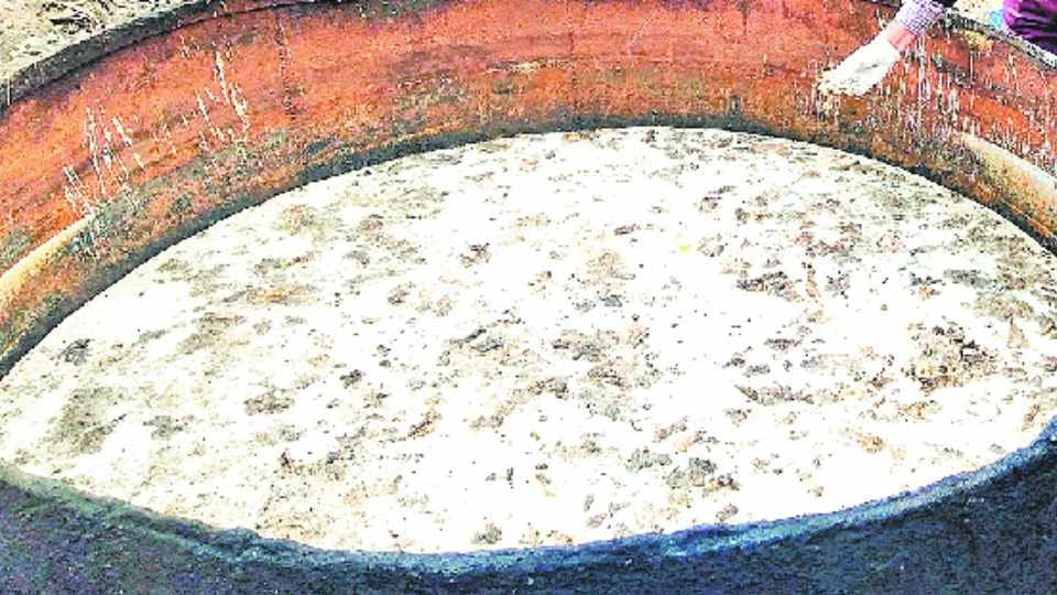 Ghee being made from animal fat caught in Hisar of Haryana