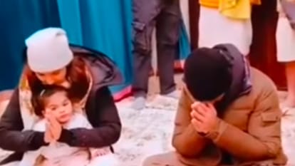 Anushka Sharma Virat Kohli Daughter Vamika face revealed unseen video from Vrindavan Neem karoli Baba Ashram