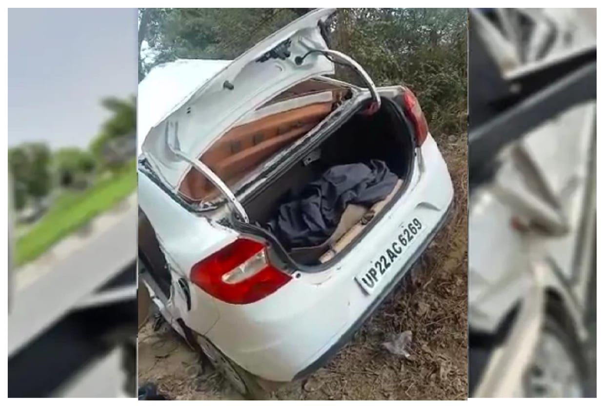 Car collided with a tree and fell into a ditch in Hardoi, one died and three injured