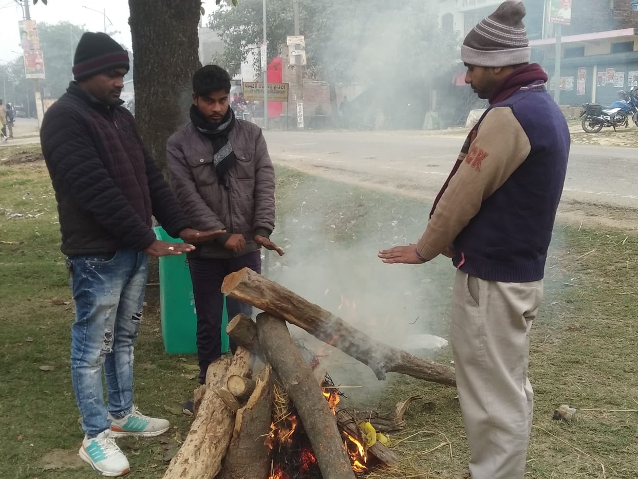 The day was spent with the help of room heater and bonfire