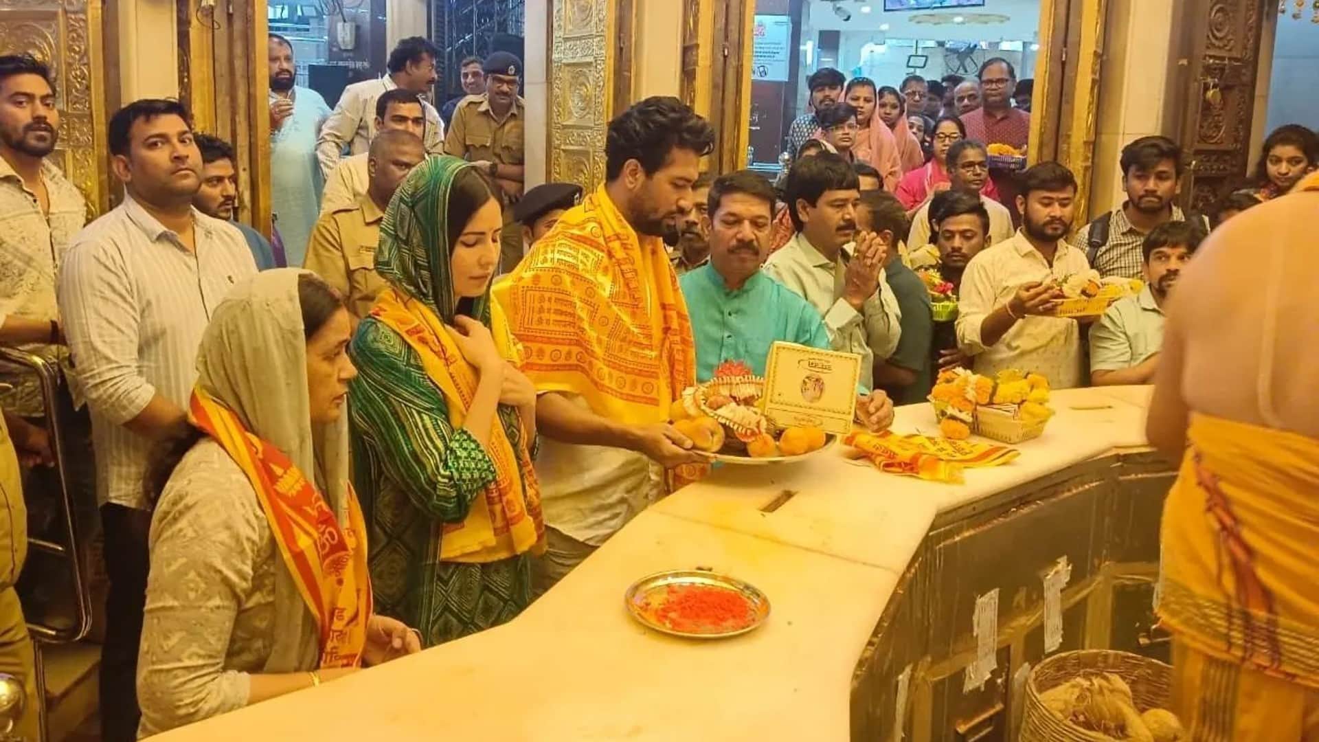 Katrina Kaif Vicky Kaushal visit Siddhivinayak temple with his mom See pics