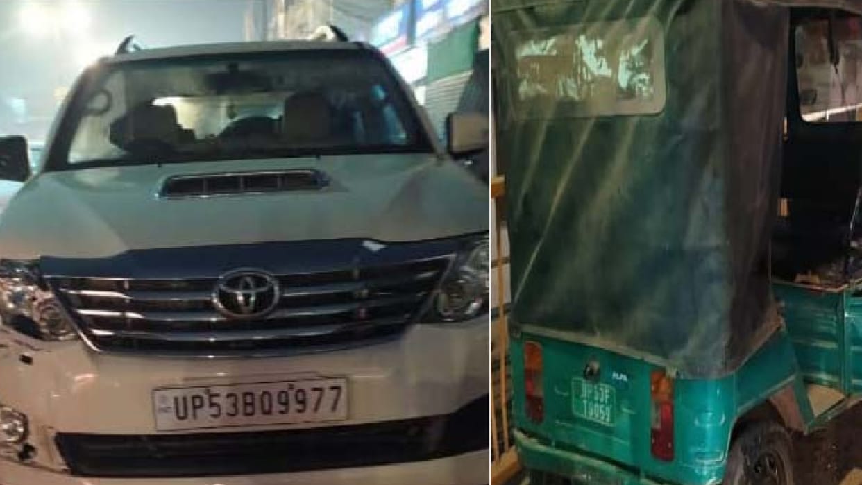 Car and e-rickshaw collide on Gorakhnath overbridge three injured