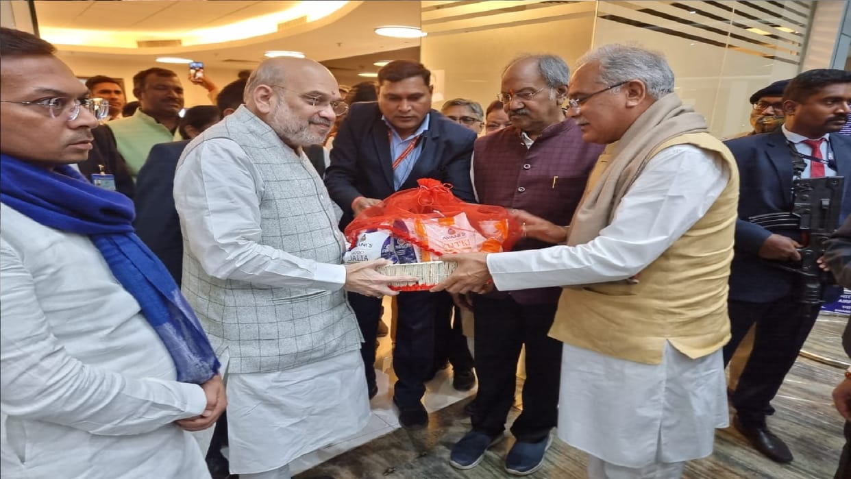 CM Bhupesh baghel met amit Shah in raipur chhattisgarh