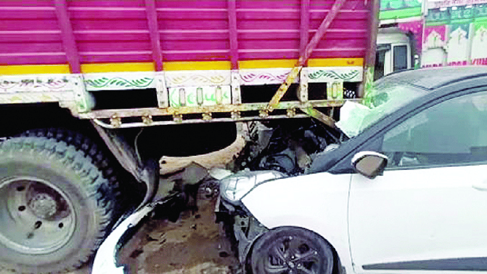 Car and Max ram into truck on overbridge under construction in Hathras