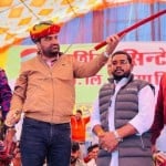सांसद हनुमान बेनीवाल ने गणेशपुरा में जनसभा को संबोधित किया।