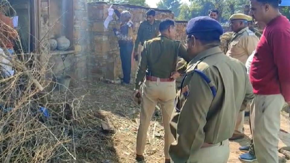 a young man was cooking meat after killing a calf In Bharatpur