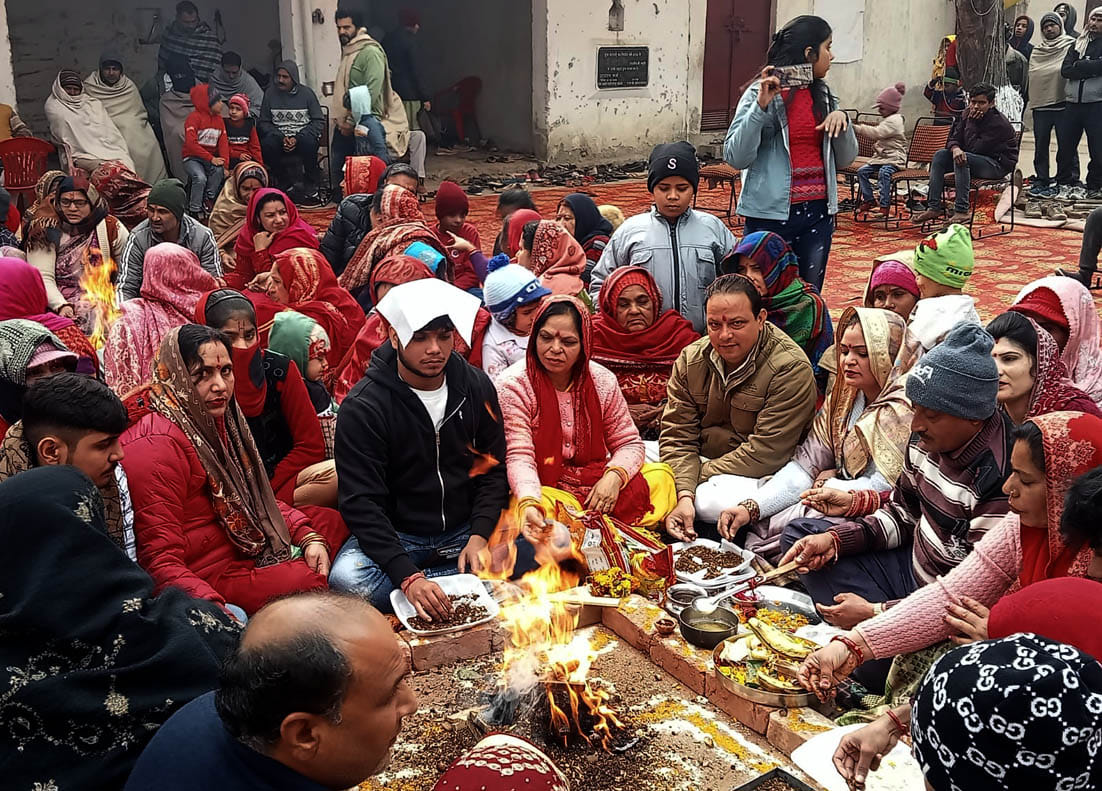 Havan was performed at the end of Shrimad Bhagwat Katha