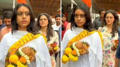 nysa devgan dressed up in salwar suit as she visit siddhivinayak temple with mom kajol