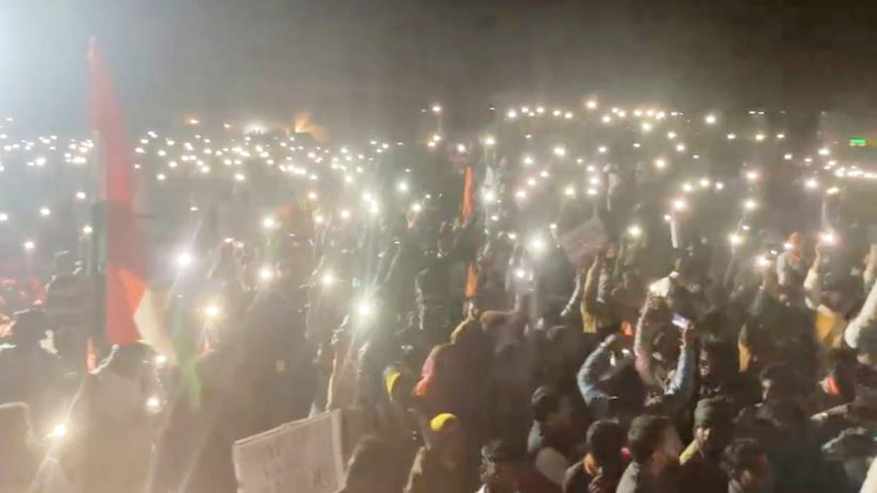 Karni Sena protested at Jamboree Maidan