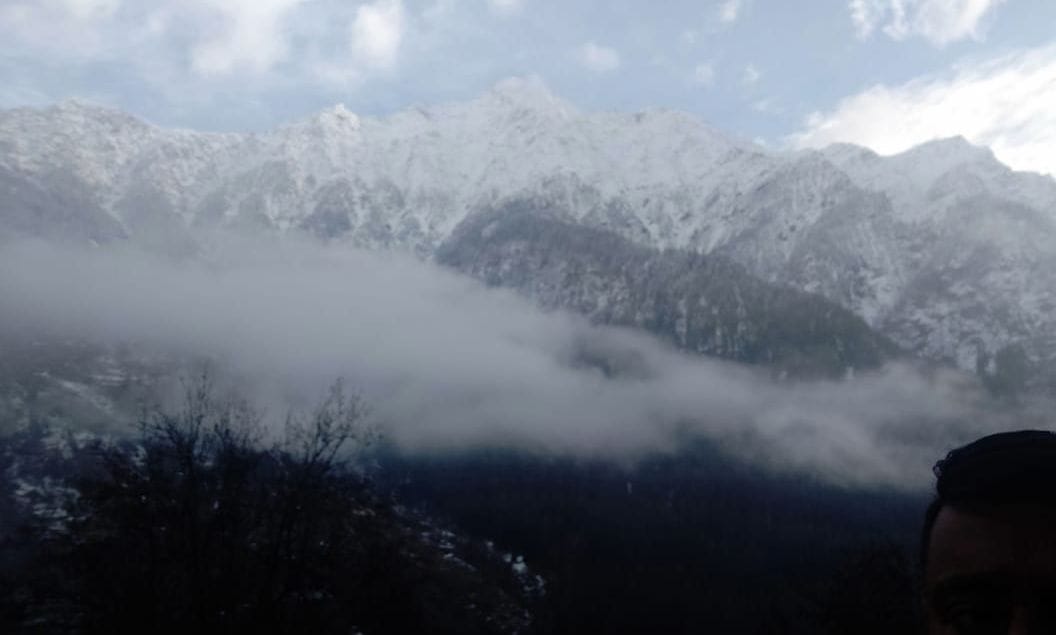 One and a half feet of snow in the upper peaks of Pangi