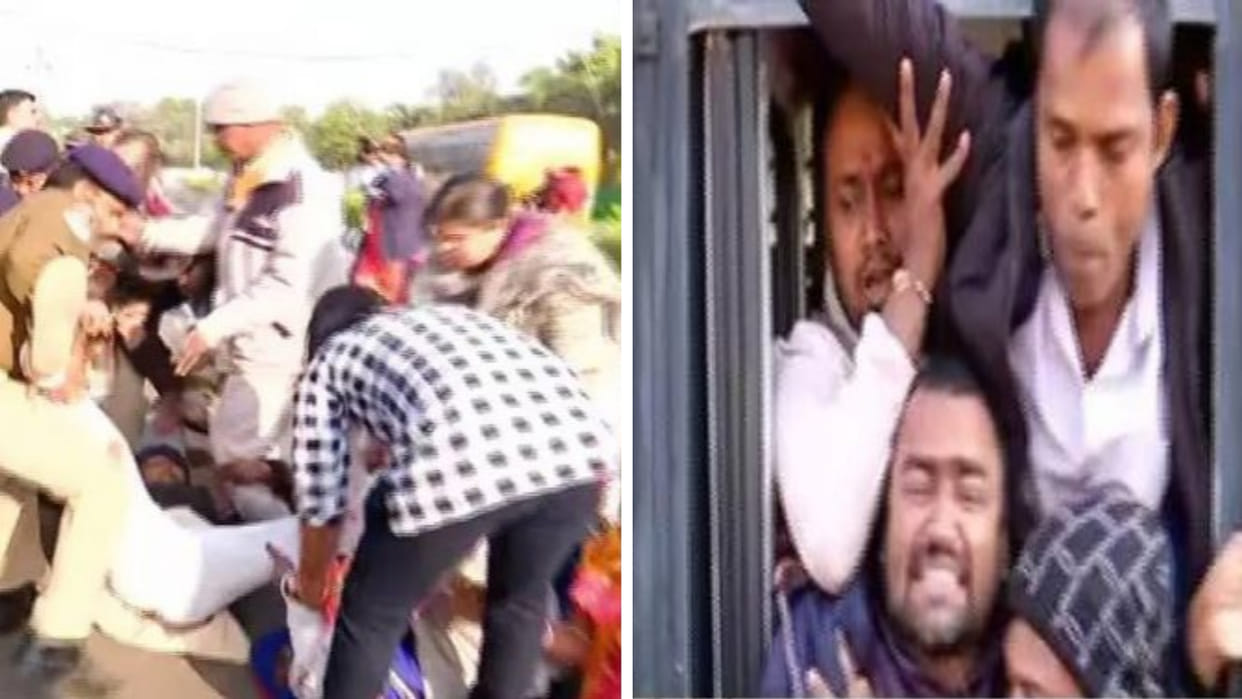 Police farmers scuffle on road to CMs residence