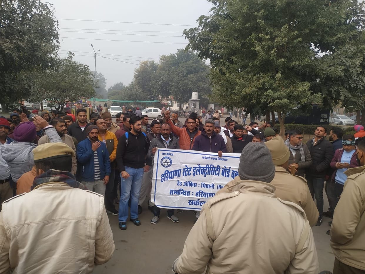 Demonstration of electricity employees: march taken out on five-point demands